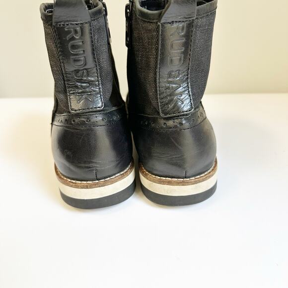 RUDSAK Men’s Black Leather Wingtip Brogue Chelsea Boots – Size 42 US 9 - Picture 4 of 11